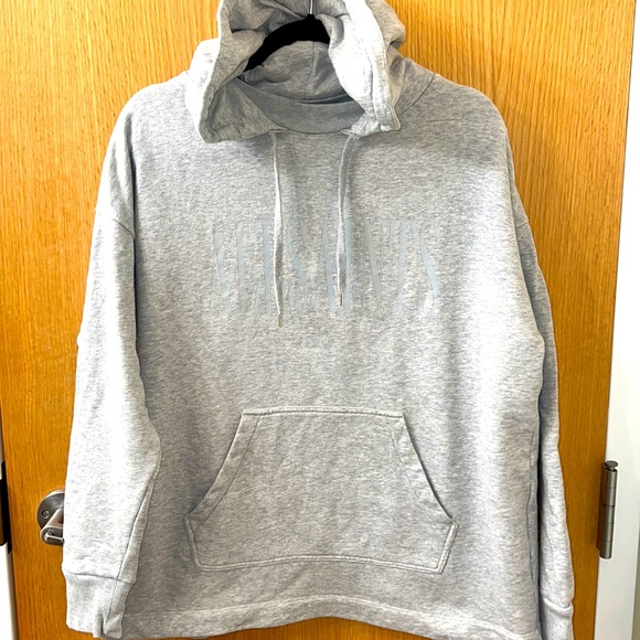 All Saints Logo Hoodie Sweatshirt Size XS in Gray Marl - Picture 1 of 6